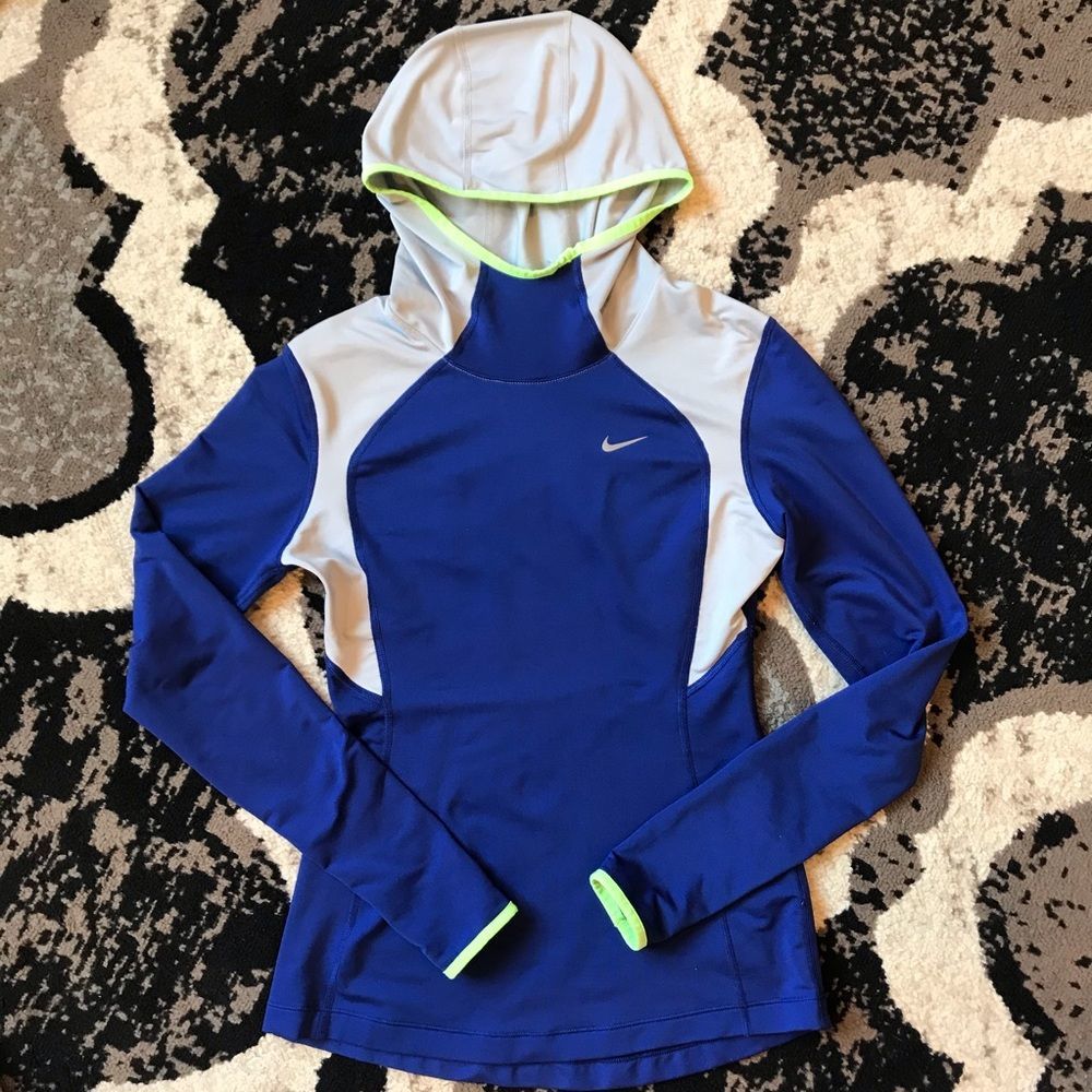 Nike Dri-Fit Running Hoodie Blue Small EUC